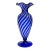 Vintage Murano AVeM Swirling Sapphire Blue Clear Stripes Italian Art Glass Ruffle Rim Flower Vase For Sale