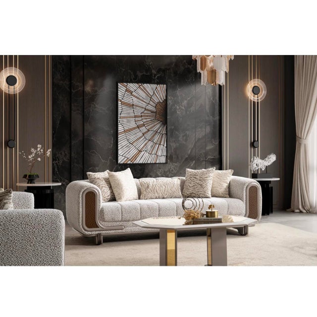 Metal Lora 3-Piece Luxury Boucle Living Room Set - Sofa , Loveseat & Chair For Sale - Image 7 of 18