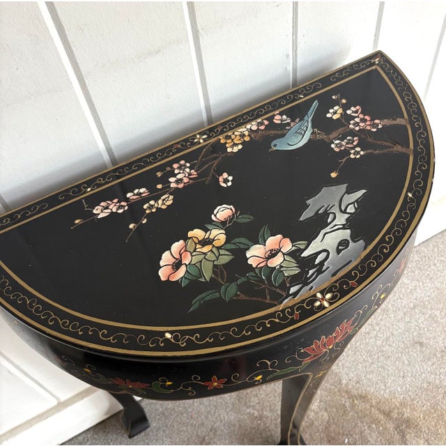 1970s 1960s-70s Black Asian Style Demilune Table For Sale - Image 5 of 6