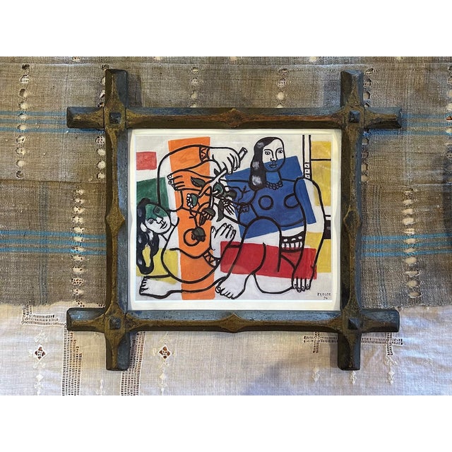 Sweet little print by French artist Fernand Léger in folk art frame. Excellent condition and ready to hang.
