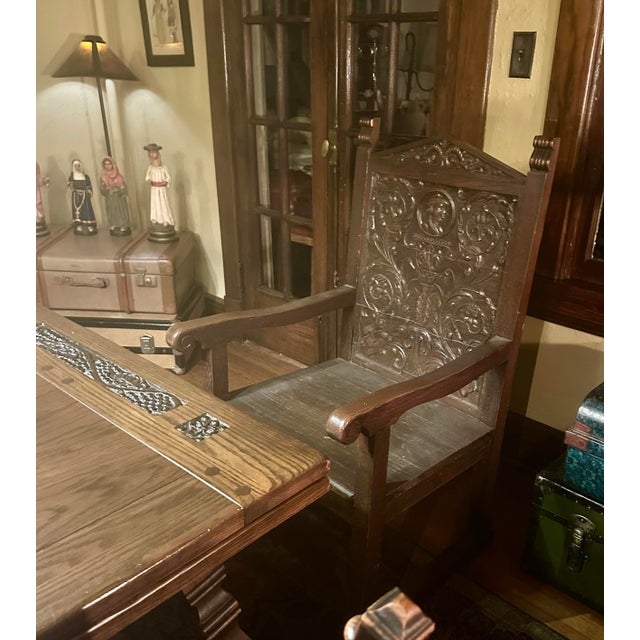 Brown Pair of Antique North European Carved Oak Wainscot Chairs - 19th Century - 26" X 23" X 43" For Sale - Image 8 of 8