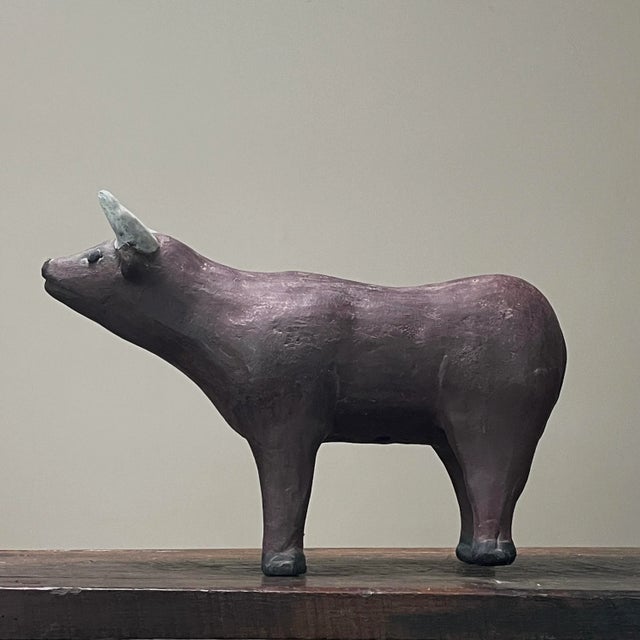 Vintage Mexican Polychrome Ceramic Bull Sculpture For Sale - Image 9 of 9