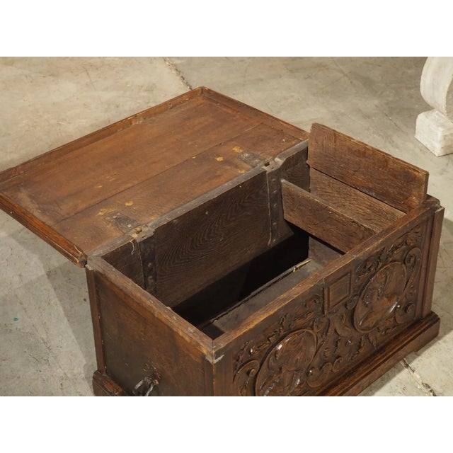 17th Century Northern France Wedding Chest in Carved Oak For Sale - Image 11 of 12