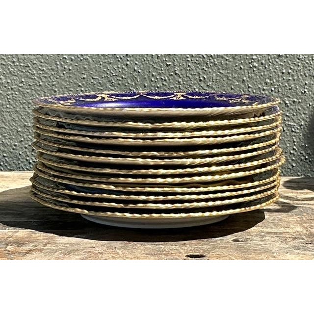 Vintage Gilt Tipped Doulton Burslem Fish Plates - Set of 12 For Sale - Image 4 of 16