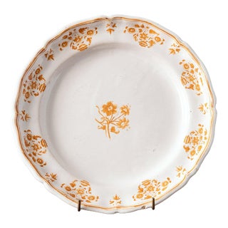 Moustiers Faience, Ochre Floral Plate, 18th Century For Sale