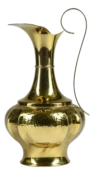 Vase in Hand-Beaten Brass by B. Bellotto, Italy, 1990
