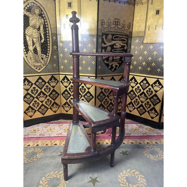 Gold 20th Century English Library Stairs For Sale - Image 8 of 8