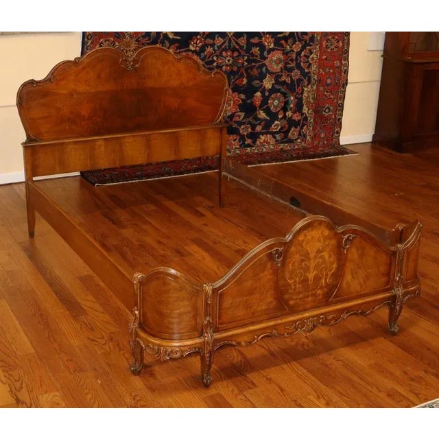 French Louis XVI Style Circassian Walnut Full Size Bed Circa 1920's For Sale - Image 4 of 8
