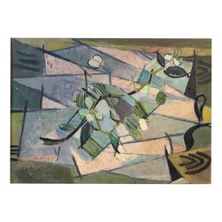Hans Szym, Flowering Branch, Oil Painting on Canvas For Sale