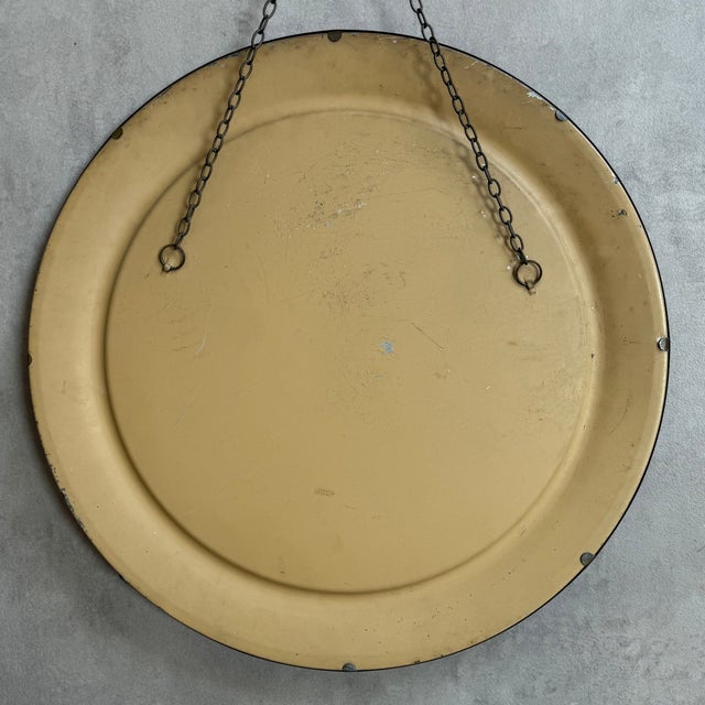 Metal Vintage French Porthole-Style Witchs Mirror with Curved Glass, 1950s For Sale - Image 7 of 9