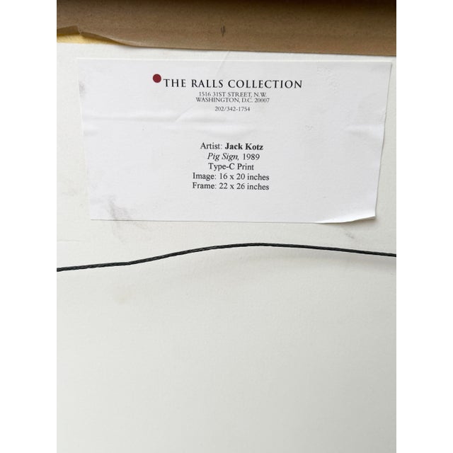 Jack Kotz “Pig Sign” Framed Photograph For Sale - Image 9 of 9