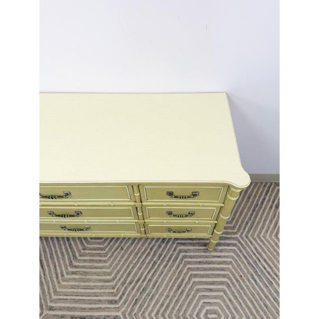 Late 20th Century Henry Link Bali Hai 9 Drawer Dresser Green W/ Mirror Regency Vintage For Sale In Tampa - Image 6 of 18