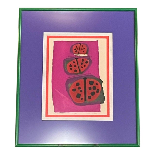 Anne Herzog 1972 Signed Print "I Dream" 7/15 Vintage Modernist Ladybug Artwork For Sale