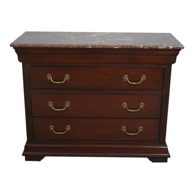 Neoclassical 3 Drawer Marble Top Mahogany Chest Chairish