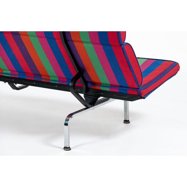 Mid Century Sofa Compact Eames for Herman Miller, Alexander Girard Striped Fabric, 1970s For Sale - Image 15 of 18