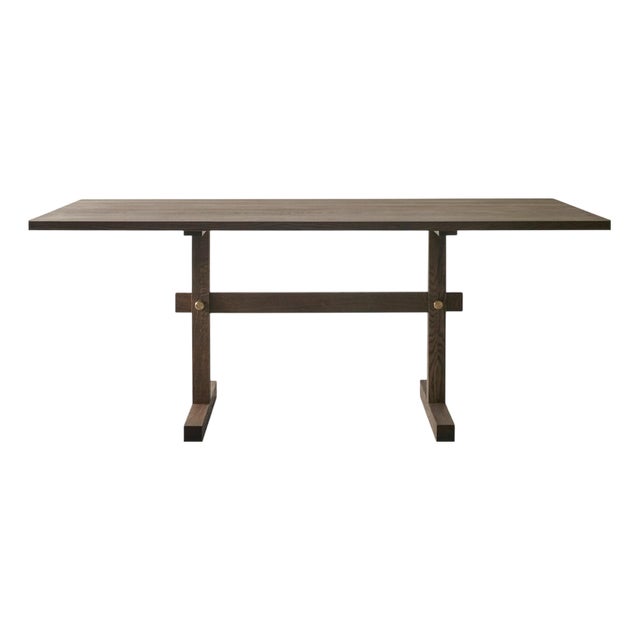 Gaspard Dark Oak and Brass Dining Table 180 by Eberhart Furniture For Sale