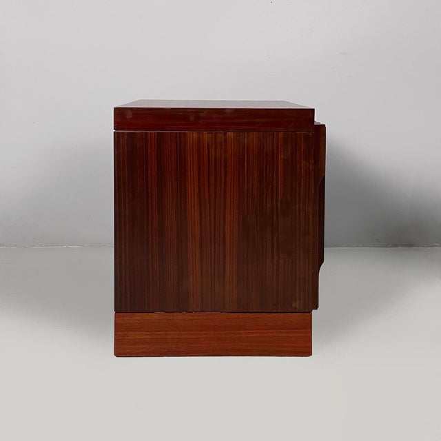 Italian Modern Bedside Tables in Dark Wood, 1970s, Set of 2 For Sale - Image 6 of 16