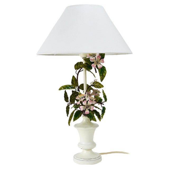 Italian Hand Painted Table Lamp, 1950s For Sale
