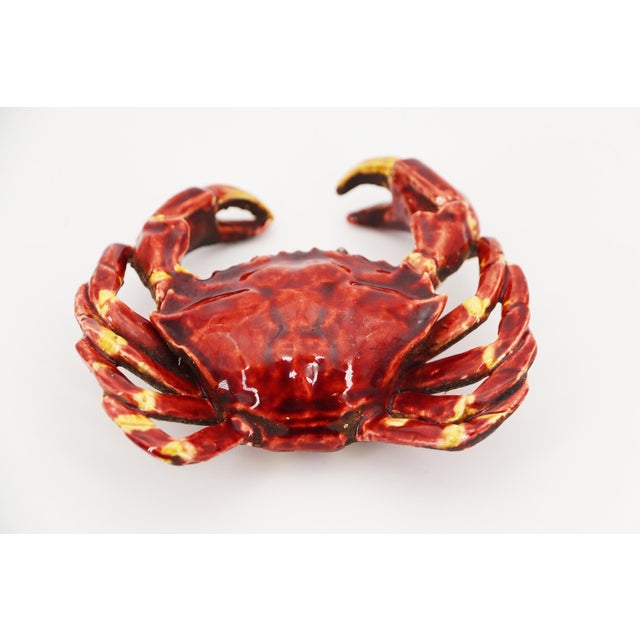 Rustic European 1900s Life-Size Crab Bordallo Pinheiro Portuguese Palissy Ware For Sale - Image 3 of 14