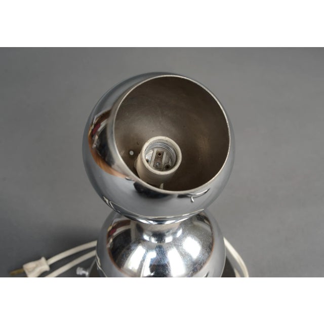 Metal Mid Century Space Age Chrome Double-Orb Eyeball Table Lamp For Sale - Image 7 of 13