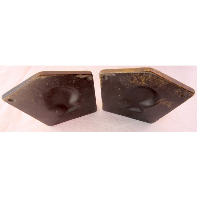 1920s Arts & Crafts Abraham Lincoln Bookends Antique Cast Iron - A Pair For Sale - Image 14 of 16