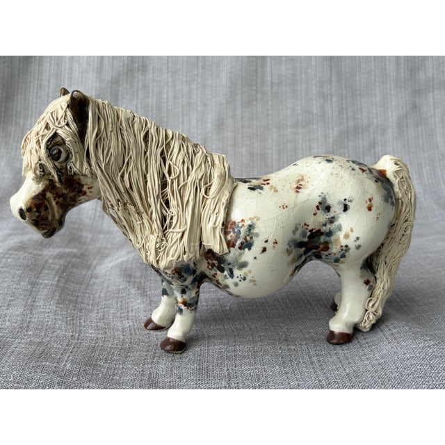 1970s Vintage Cheval Ceramics Appaloosa Pony Figure Spaghetti Effect Mane For Sale - Image 5 of 17
