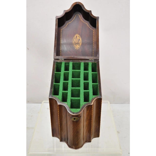 Traditional Antique George III Georgian Mahogany & Satinwood Inlay Buffet Knife Box For Sale - Image 3 of 11