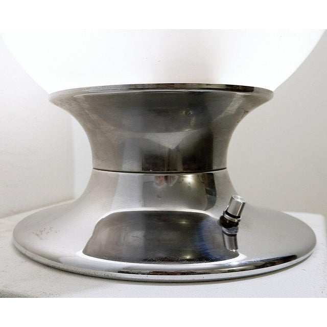 Italian Mid-Century Desk or table lamp Measures : Ø40cm H:50cm Materials : Glass - Chrome A stunning, iconic Space Age...