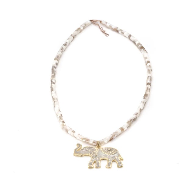 Asian Luck & Prosperity Elephant White Pearl Choker Necklace For Sale - Image 3 of 8