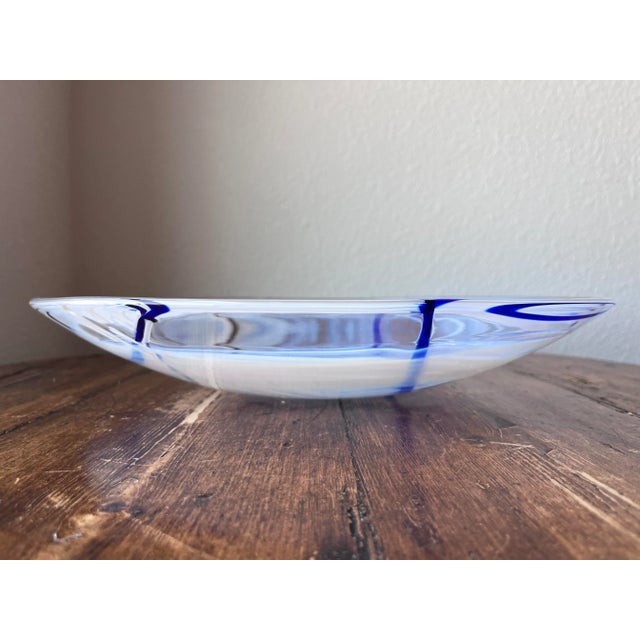 Kosta Boda Kosta Boda Made in Sweden Design by Anna Ehrner Contrast White, Blue and Black Colors Centerpiece Bowl Platter, Dish 15" For Sale - Image 4 of 10