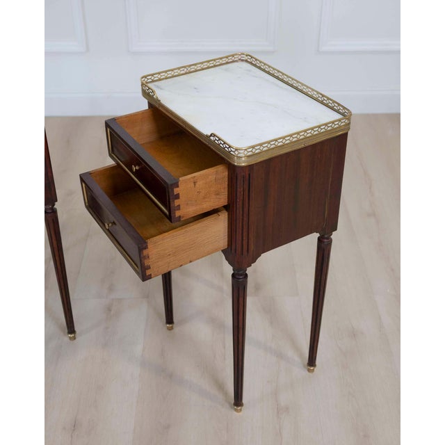 French Pair of French 20th Century Louis XVI Style Bedside Tables For Sale - Image 3 of 12
