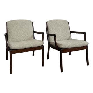 1960s Pair of Ole Wanscher Mahogany 'Senator' Lounge Chairs for Cado For Sale