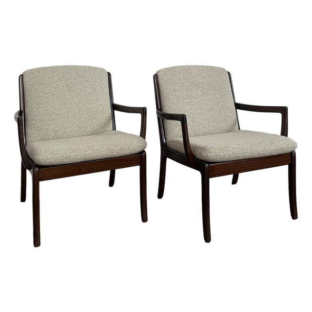 1960s Pair of Ole Wanscher Mahogany 'Senator' Lounge Chairs for Cado For Sale