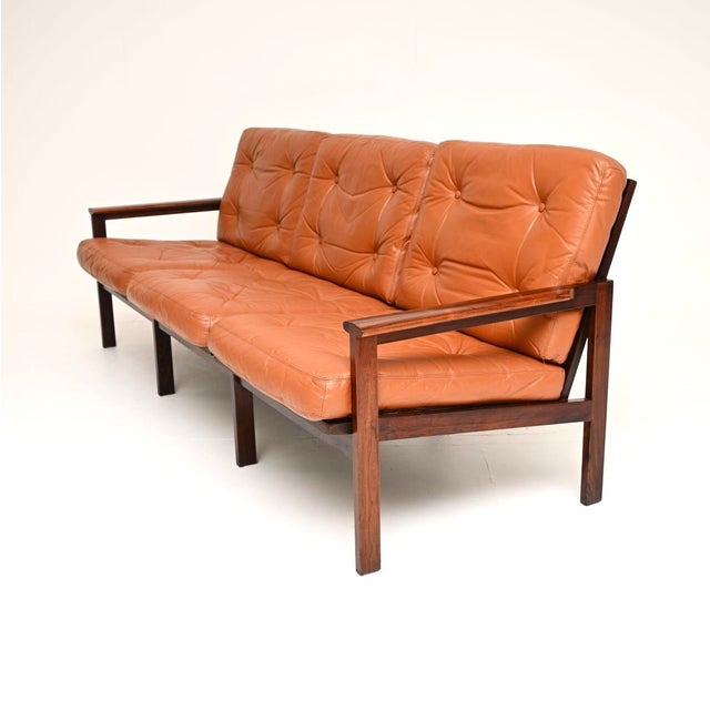 Niels Eilersen Danish Capella Sofa in Leather by Illum Wikkelso for Niels Eilersen, 1960 For Sale - Image 4 of 11