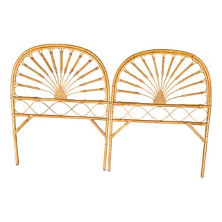 Vintage Italian Rattan Headboards, 1960s, Set of 2 For Sale