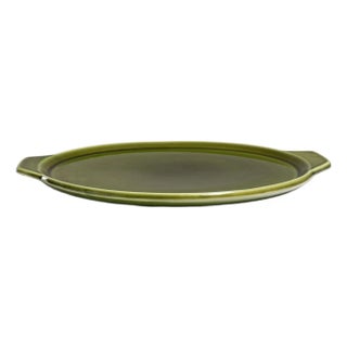 1970s France Forest Green Ceramic Platter For Sale