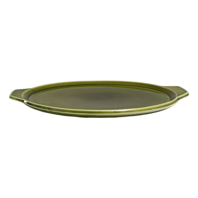 1970s France Forest Green Ceramic Platter For Sale