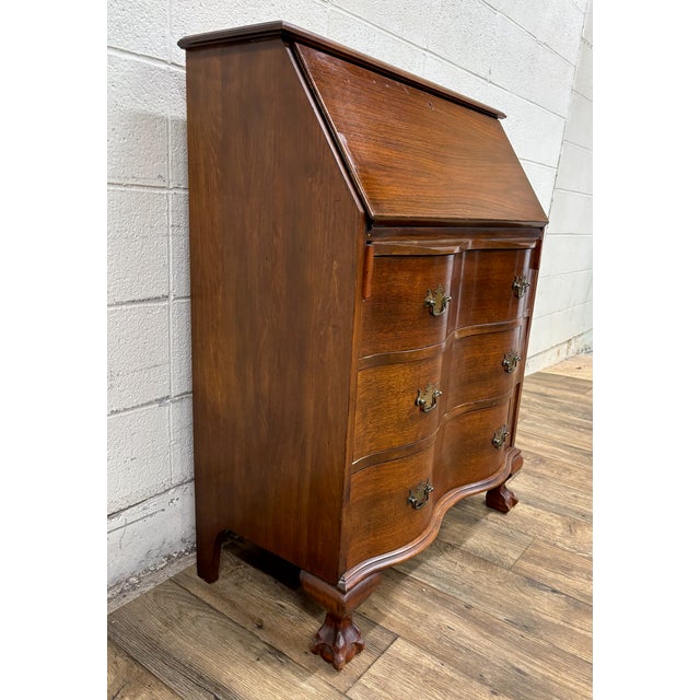 Vintage Chippendale Style Fall Front Drop Front Secretary Desk For Sale In Kansas City - Image 6 of 15