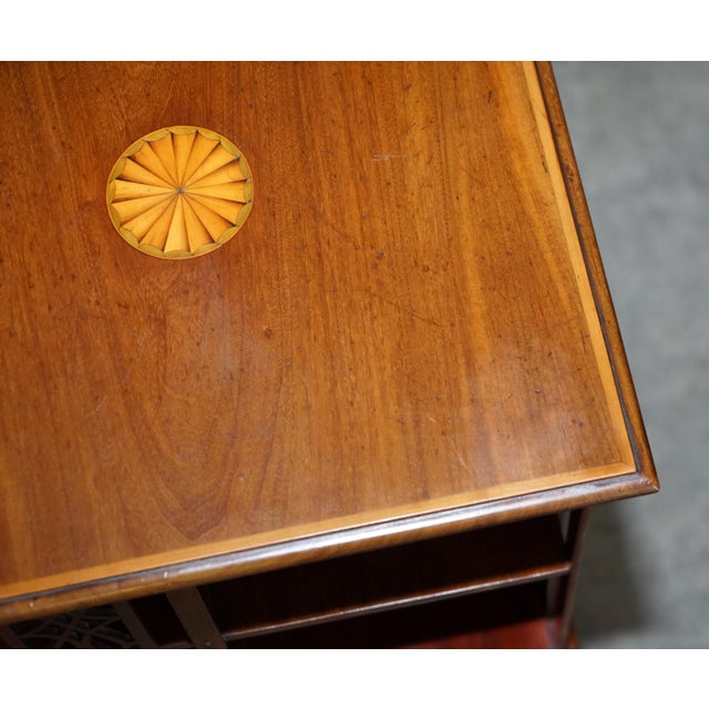 Victorian Sheraton Revival Mahogany & Satinwood Revolving Book Side End Table For Sale - Image 14 of 15