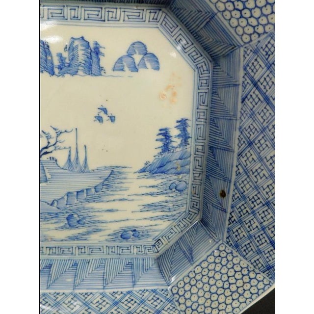 Japanese 19th Century Japanese Meiji Period Arita Blue & White Octagonal Charger - 12" For Sale - Image 3 of 4