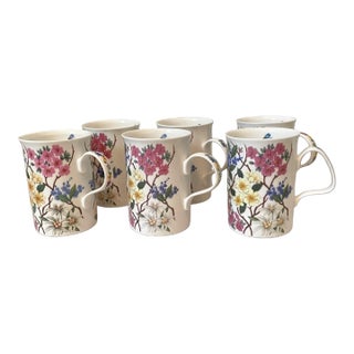 Vintage Royal Osborne Alpine Chintz Fine Bone China Mug Cup Set of 6. 12 Oz Uk For Sale