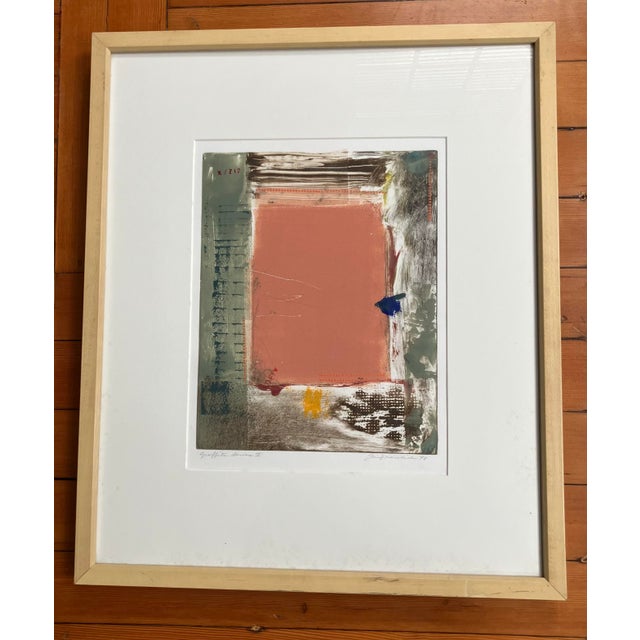 Peach Graffiti Series II Contemporary Lithograph, Santa Cruz Artist Lin Marelick. Framed. For Sale - Image 8 of 8