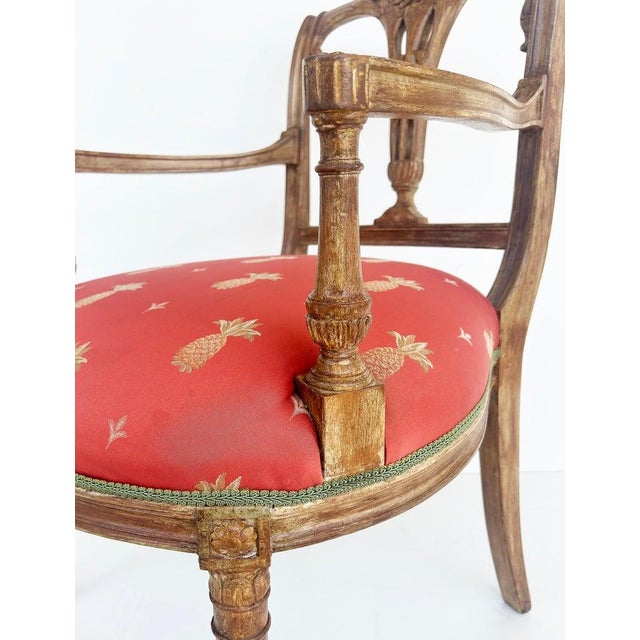 Antique Carved Venetian Plastered Wood Armchairs With Pineapple Seats For Sale - Image 12 of 12