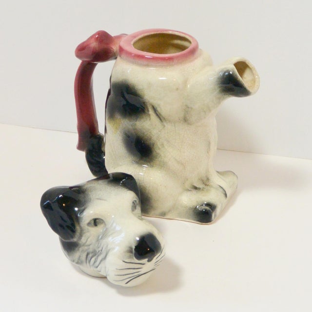 Majolica "Erphila" Figural Terrier Dog Teapot, Circa 1920's1930's