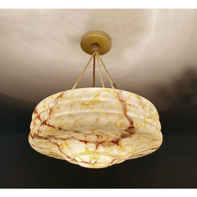 Art Deco Pendant Light in Amber Marble Glass, 1930s For Sale - Image 6 of 18