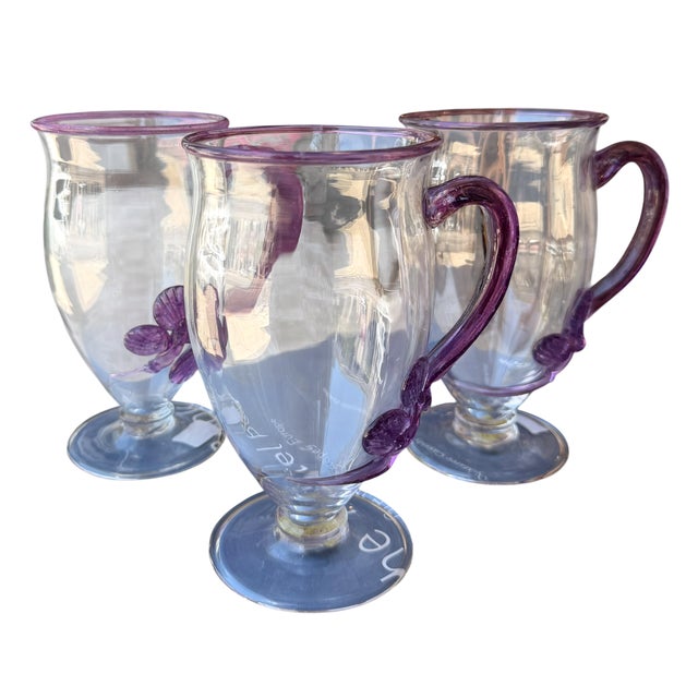 Carder Steuben Glass Mat-Su-No-Ke Crystal Amethyst Handled Tumbler.