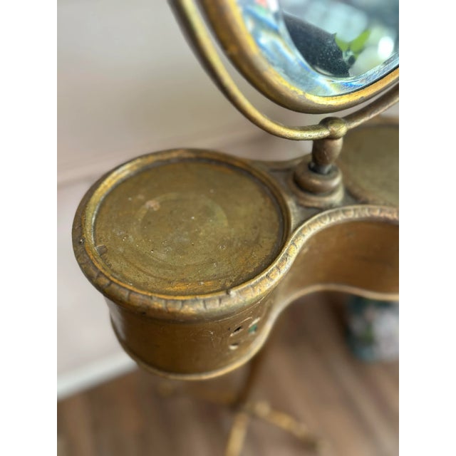 Antique Victorian Gilt Metal Gentleman’s Shaving Stand With Beveled Mirror For Sale In New York - Image 6 of 8