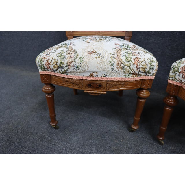 Pair of Victorian Walnut Upholstered Side Chairs, Circa 1880 For Sale - Image 15 of 18