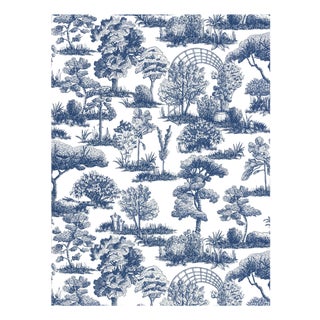 Sample - The House of Scalamandré Garden Toile Wallpaper, Lapis For Sale