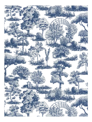 Sample - The House of Scalamandré Garden Toile Wallpaper, Lapis